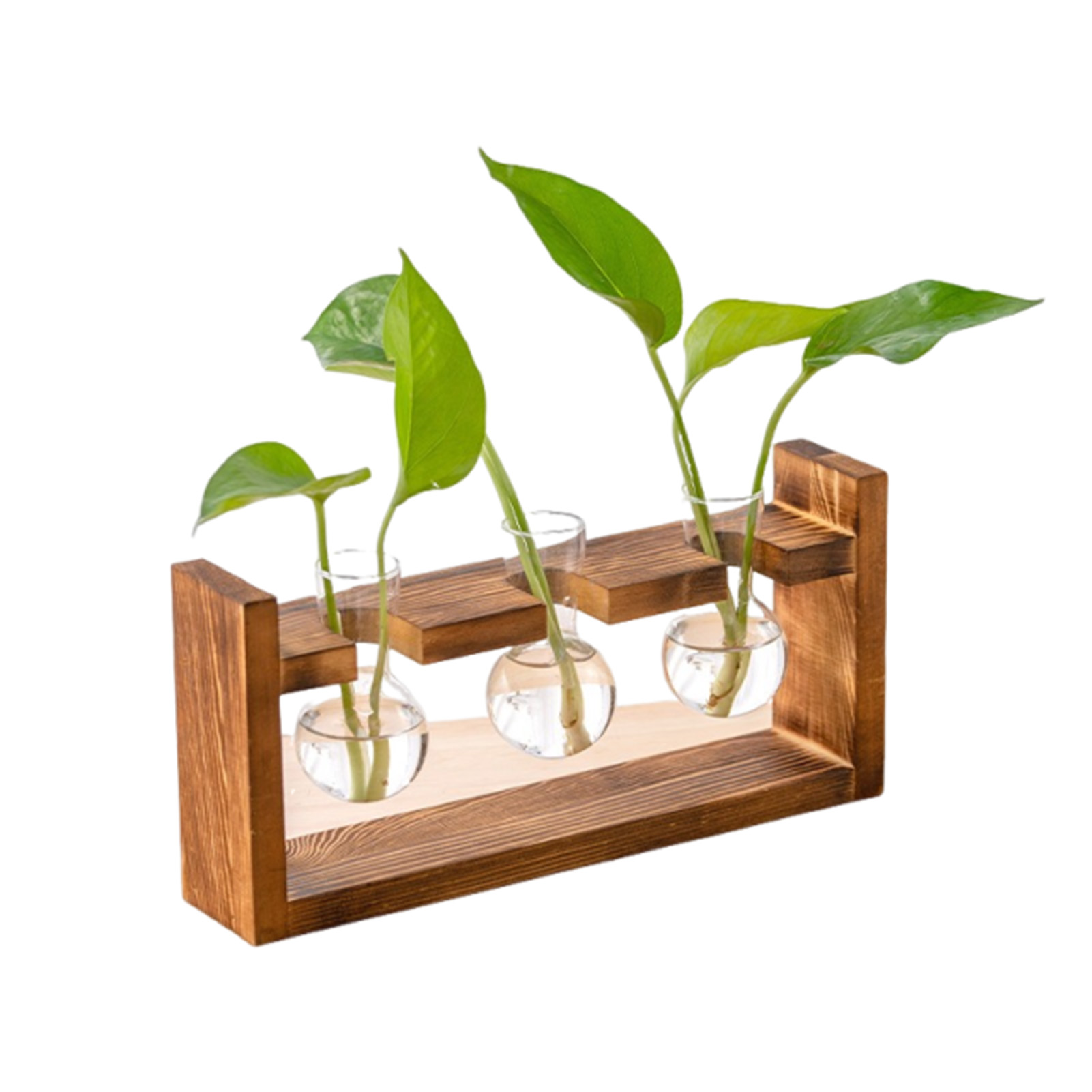 花瓶 ホームオフィス 水耕栽培プランター - 木製トレイ付き - Propagation Station Vase のレビューと価格