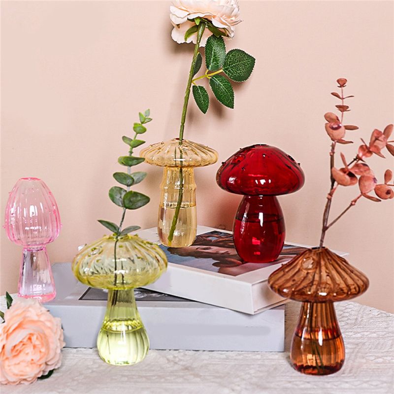 AT29-キノコ型ガラスプランター5個セット、植物用カラー植 - Propagation Station Vase のレビューと価格