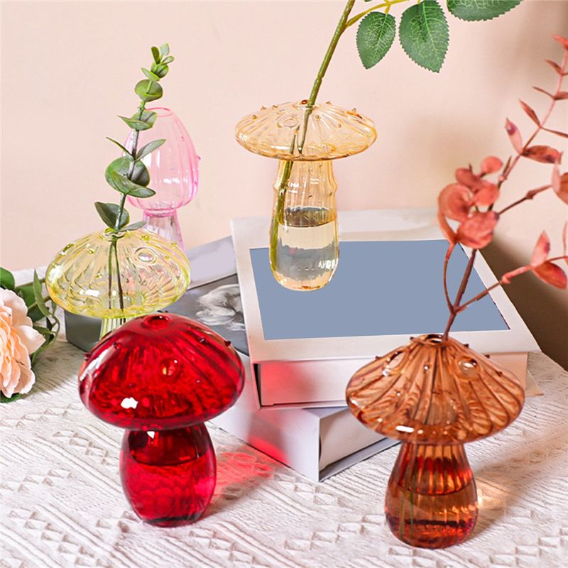 AT29-キノコ型ガラスプランター5個セット、植物用カラー植 - Propagation Station Vase のレビューと価格